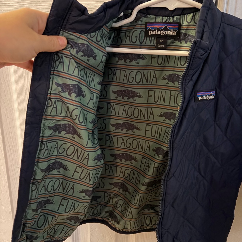 Patagonia Dark Blue Jacket with Green Lining